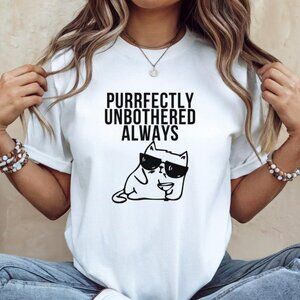 Purrfectly Unbothered Tee, Funny Cat Graphic Unisex Tee